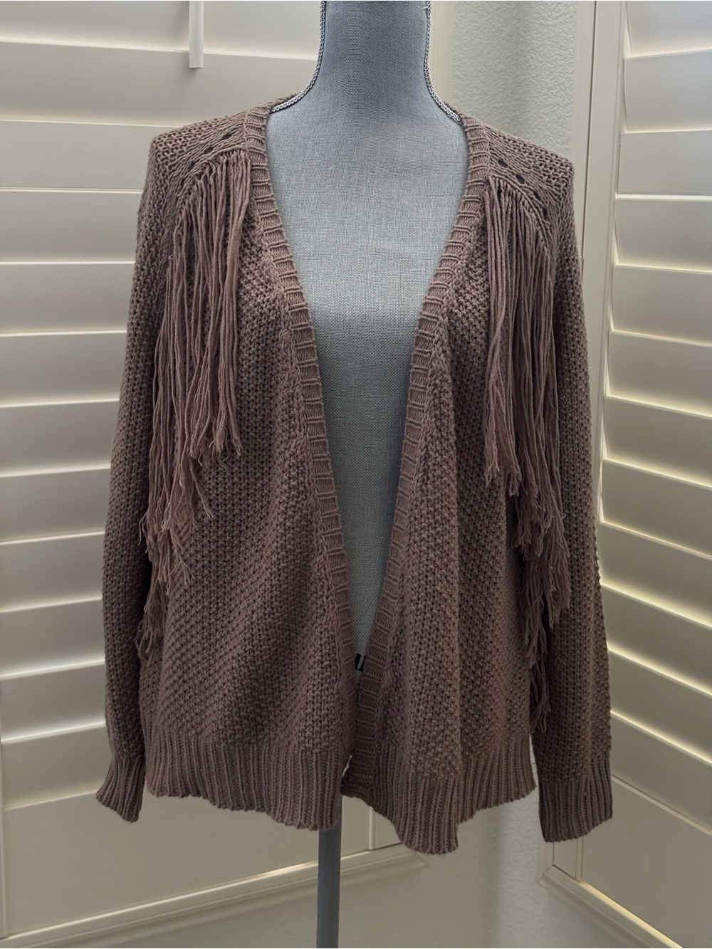 Sweet Generis Brown Fringe Open Cardigan SIZE S/M Coastal Cowgirl Western